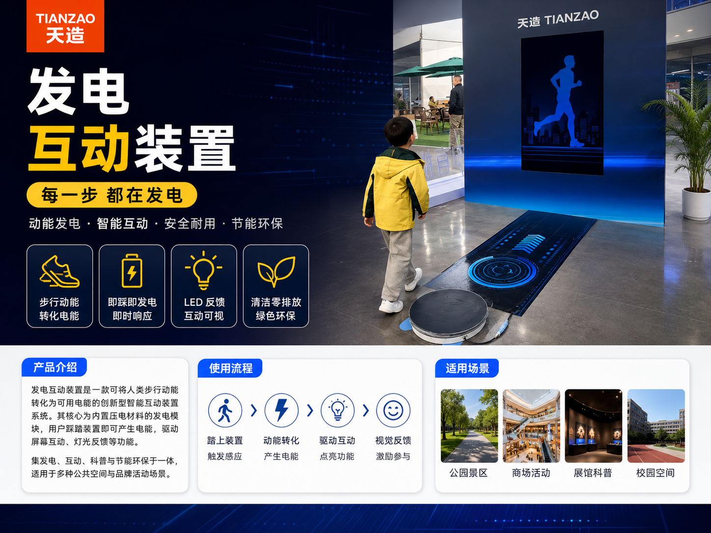 发电互动装置：踩出绿色能源新体验