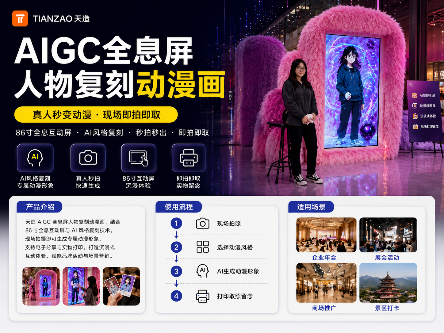 AIGC全息屏动漫人物复刻互动装置