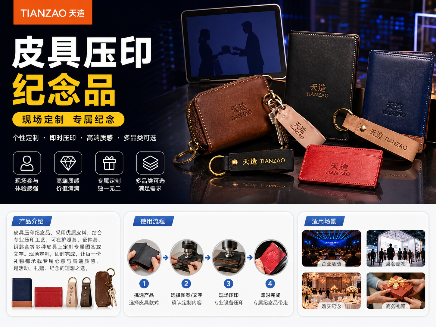 皮具压印纪念品现场定制装置