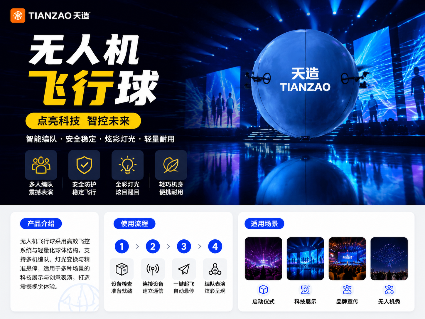 无人机飞行球：科技启动秀新主角