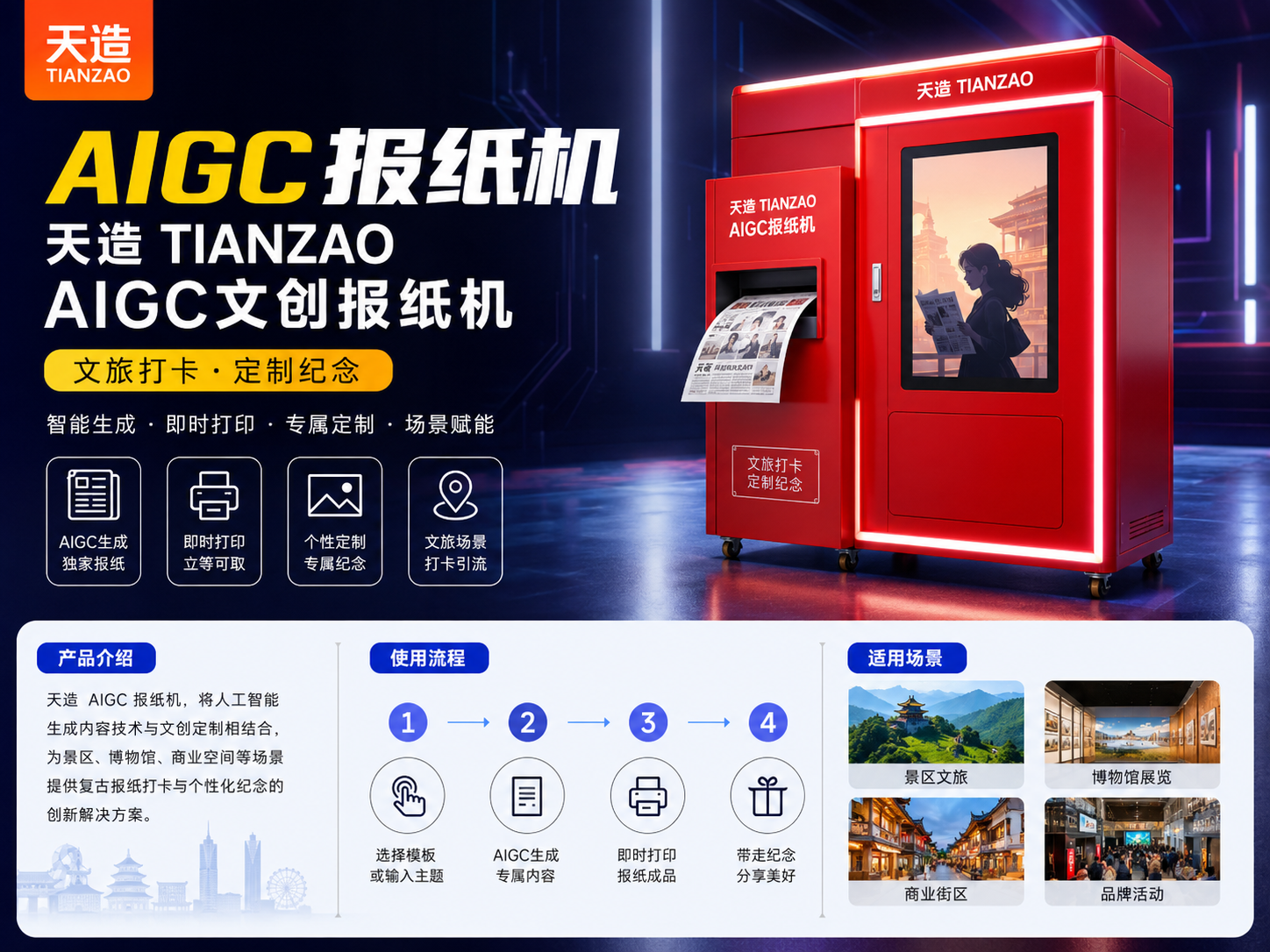 天造TIANZO·AIGC文创报纸机｜文旅复古打卡定制方案