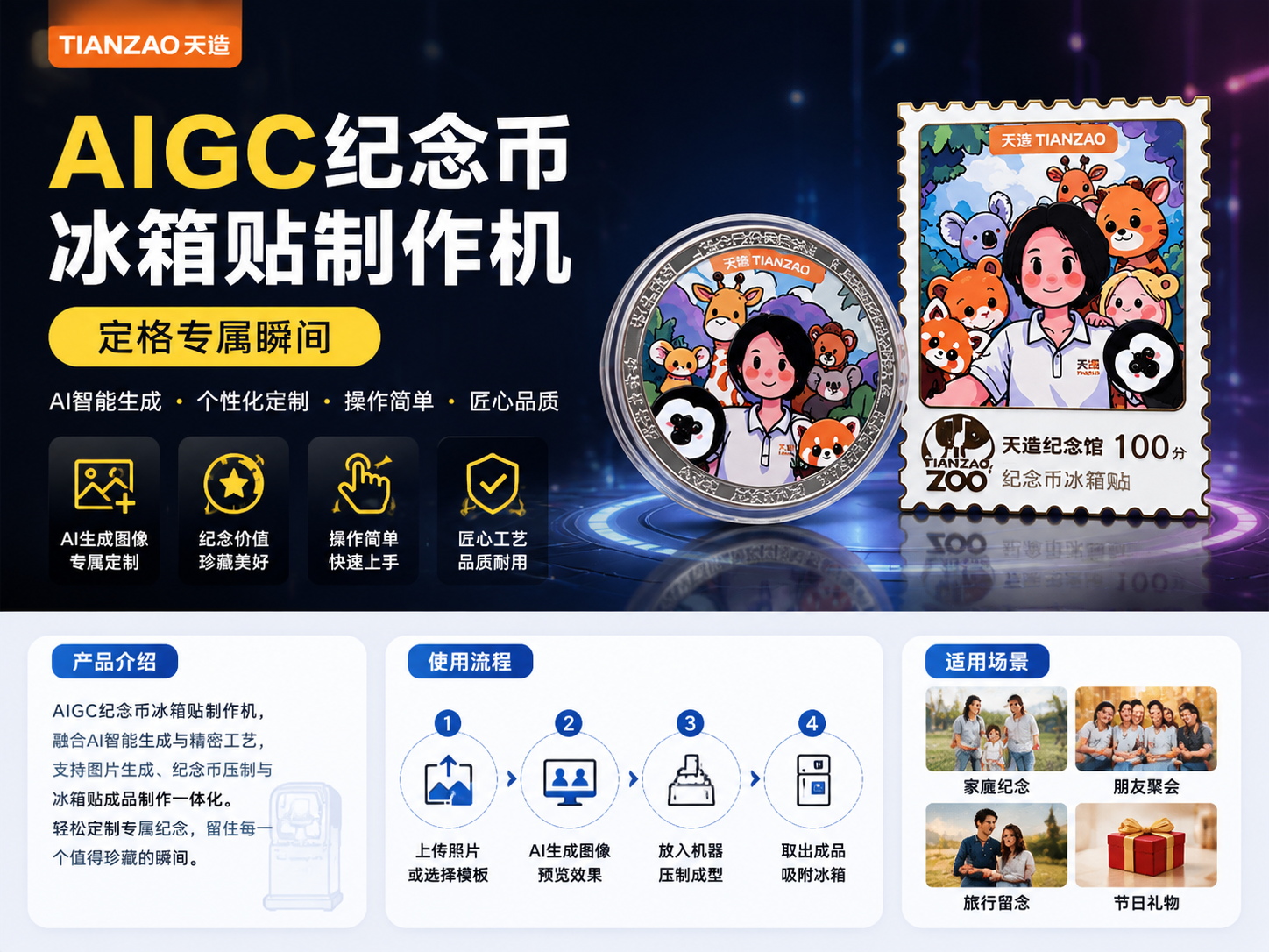 AIGC纪念币冰箱贴制作机，3分钟定格专属瞬间