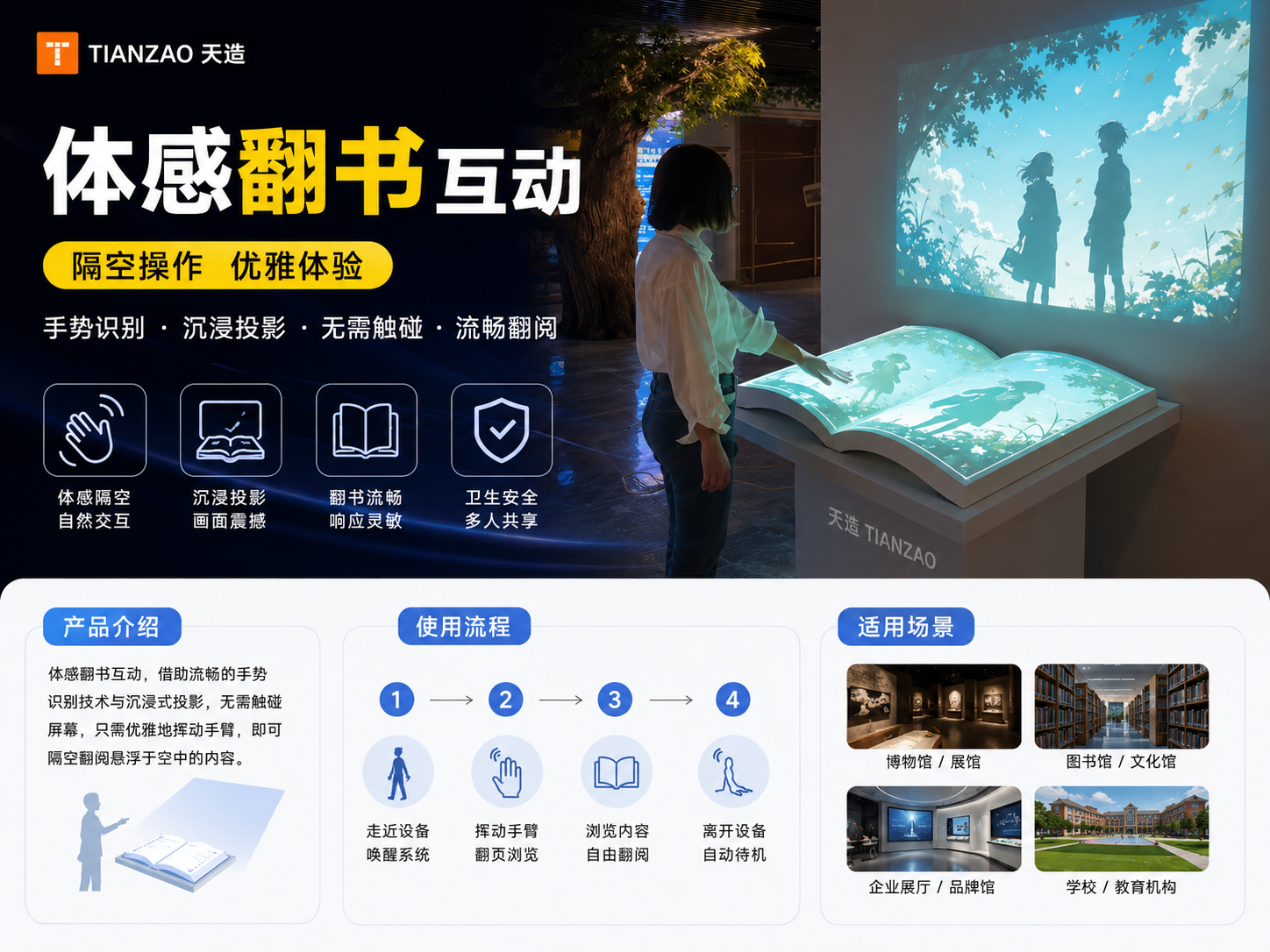 体感翻书互动｜隔空挥手翻阅光影书页