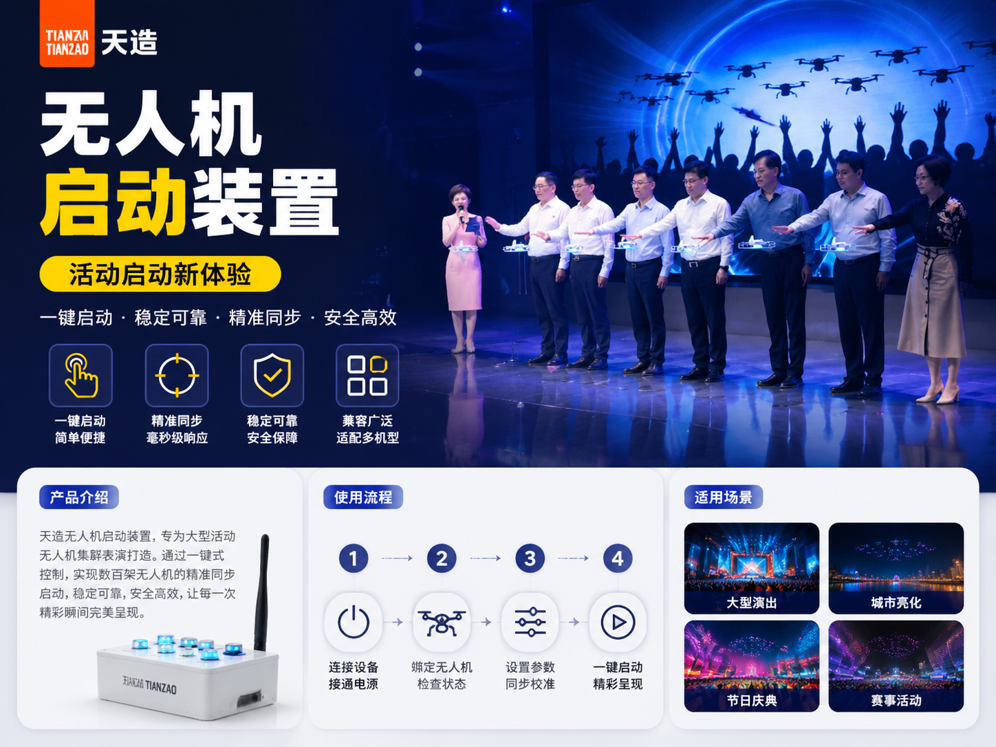 无人机编队启动装置·空中点燃全场