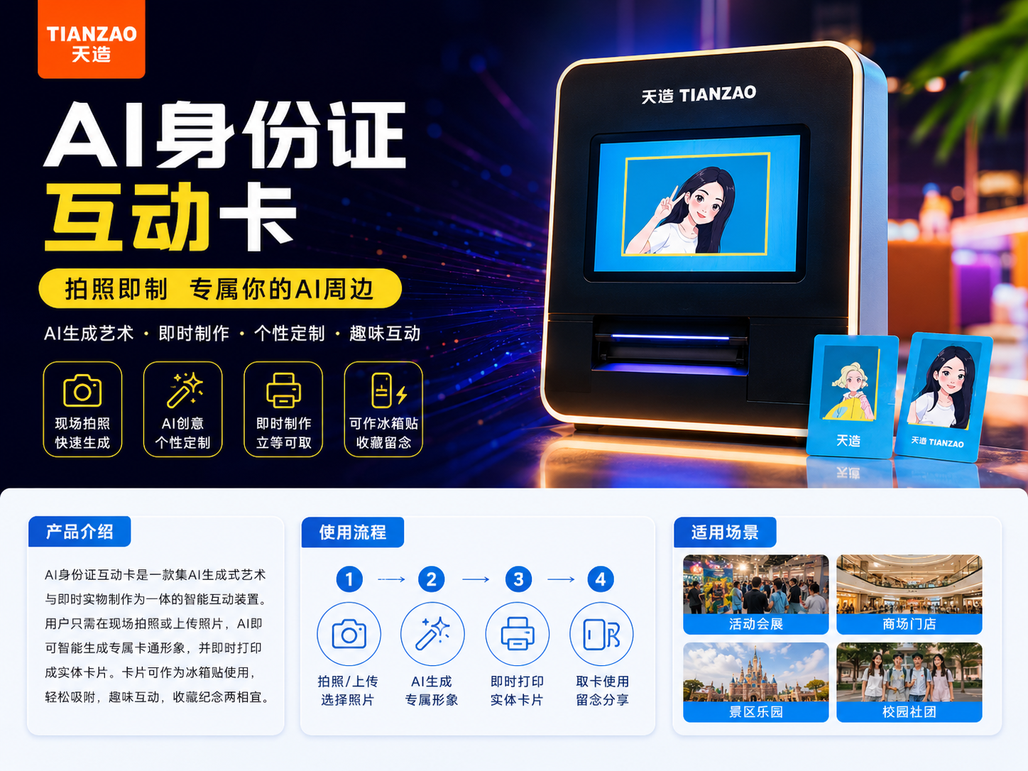 AI身份证互动卡：现场出片即取冰箱贴