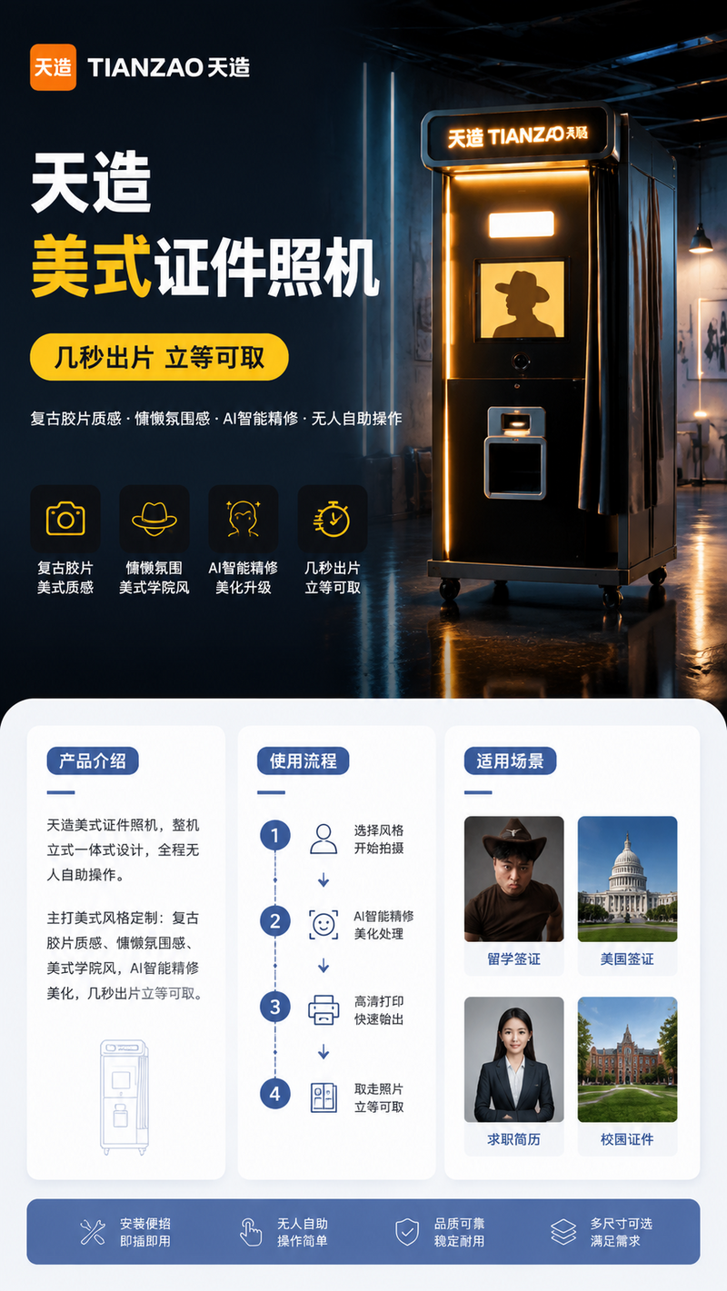 天造美式证件照机