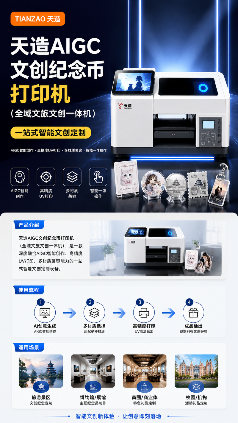 天造AIGC文创纪念币打印机（全域文旅文创一体机）