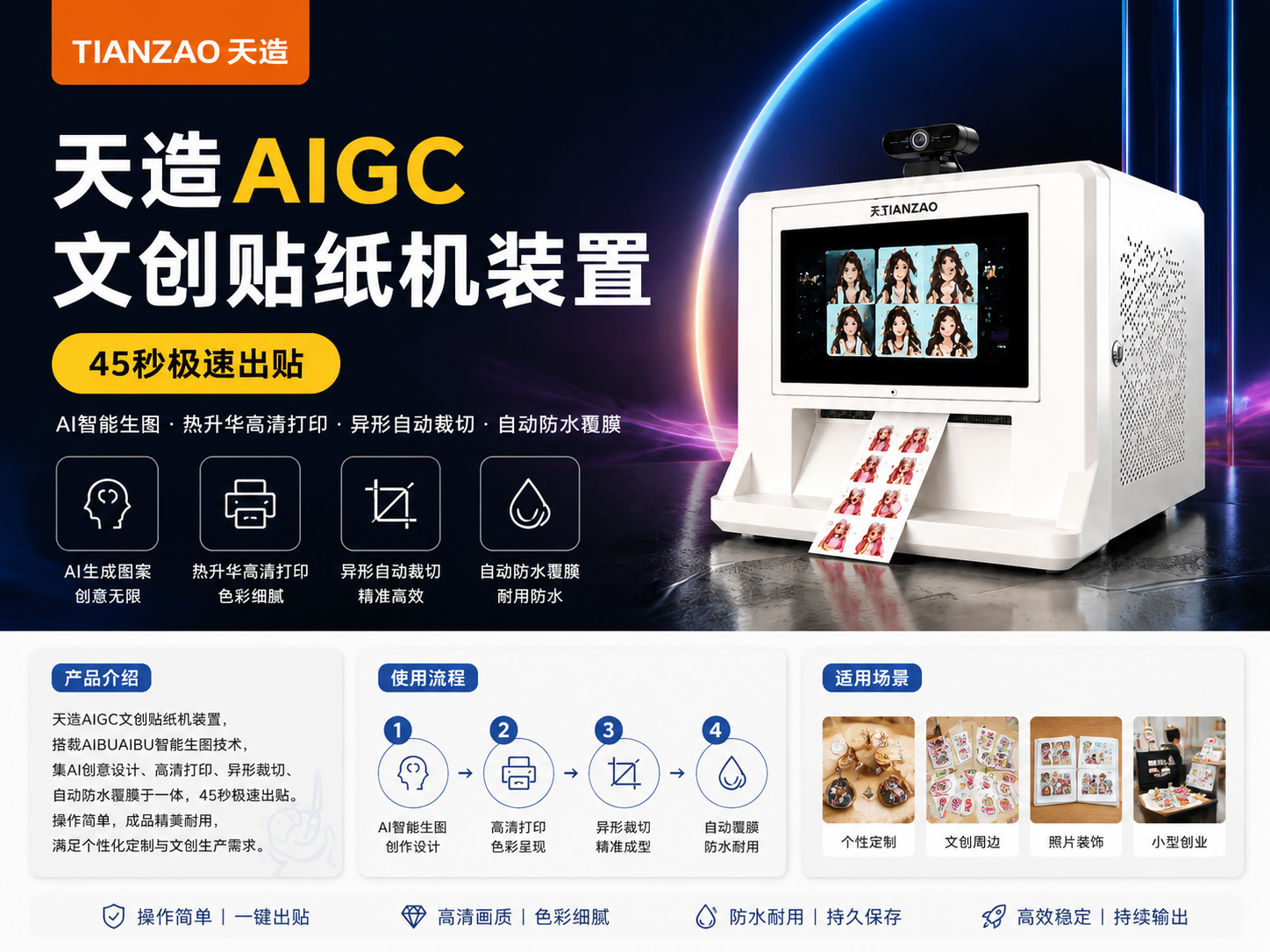 天造AIGC文创贴纸机装置
