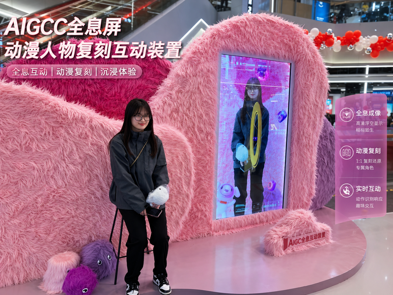 AIGC全息屏动漫人物复刻互动装置